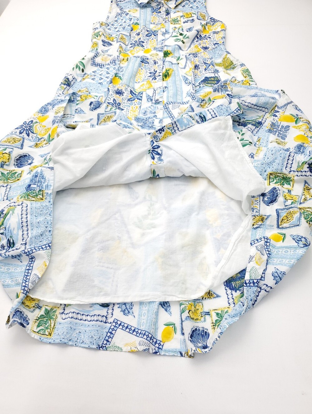 J Crew Dolce Vita Lemons Positano Button Front Midi Dress Cotton Vacation Size 4 - Picture 7 of 10